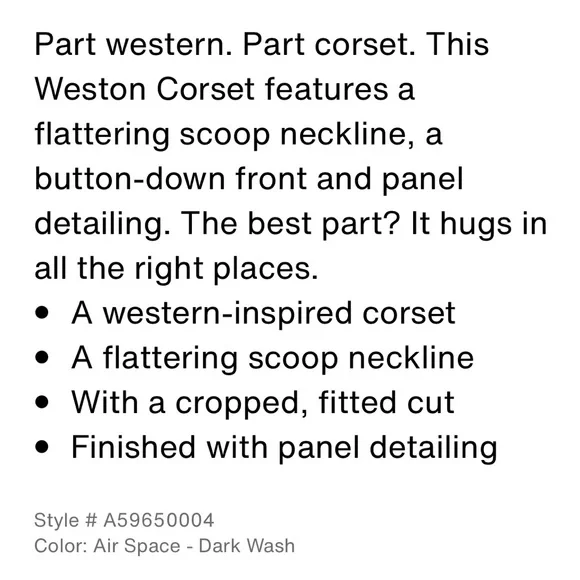 Levi’s denim corset long sleeve blouse (Updated sizes) - Picture 13 of 15